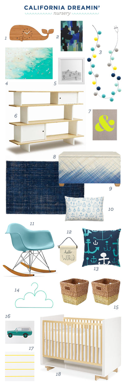 California Dreamin' nursery mood board