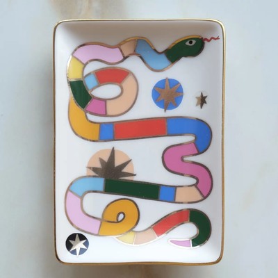 Rainbow Snake Porcelain Trinket Dish — Candles & Decor