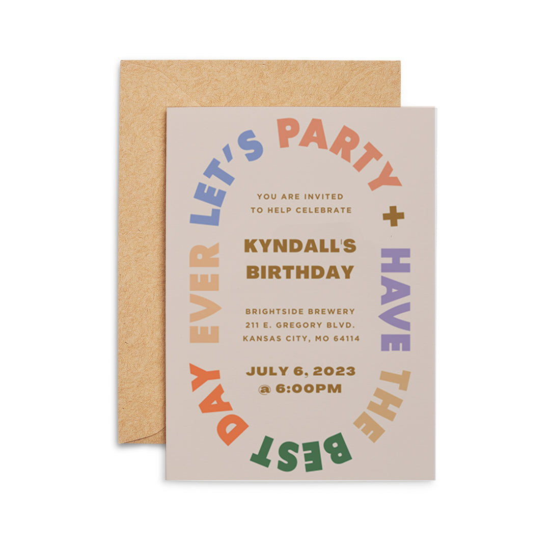 Let's Party + Have the Best Day Ever Digital Invite Template by  AmpersandDesignStudio | Ampersand Design Studio, image size:1080x1080