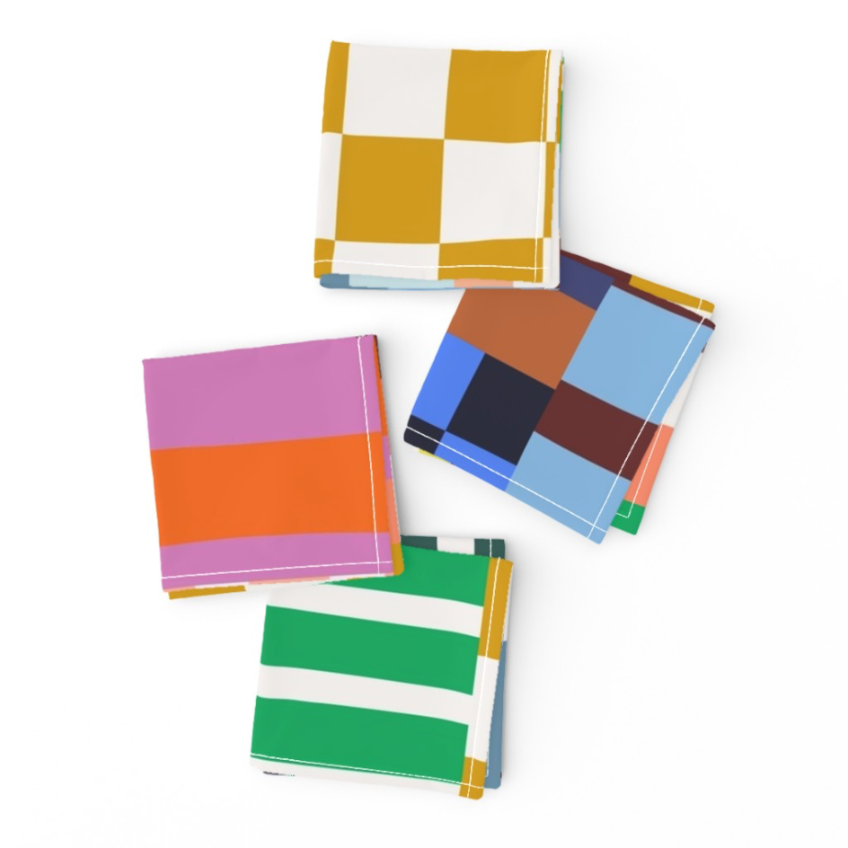 Modern Patchwork Cocktail Napkins - Multi by Spoonflower | Ampersand ...