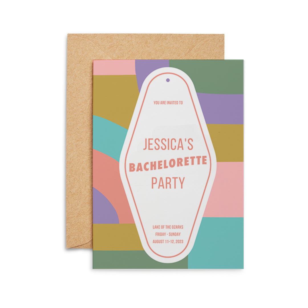 Motel Key Bachelorette Digital Invite Template by AmpersandDesignStudio |  Ampersand Design Studio, image size:1080x1080