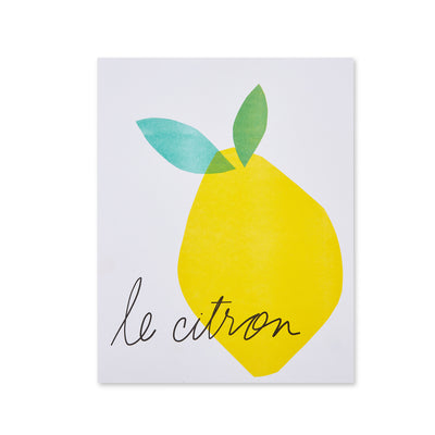 bright green and yellow lemon with french wording